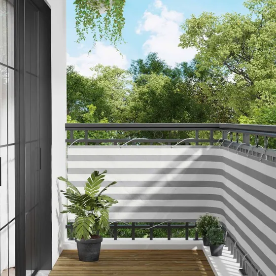 vidaXL Altan Skærm 75 x 800 cm Grå/Hvid PU-belagt Oxford med Alu-ramme