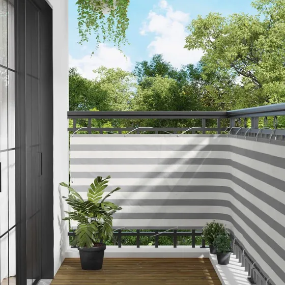 vidaXL Altan Skærm 100 x 300 cm Grå/Hvid Oxford stof