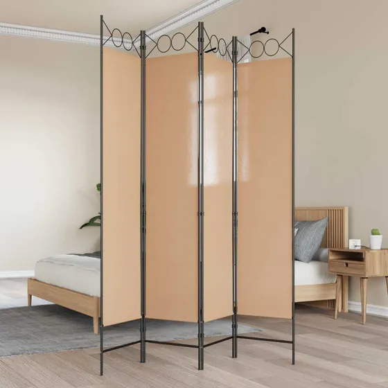 vidaXL 4-panel rumdeler Beige 160 x 200 cm Stof