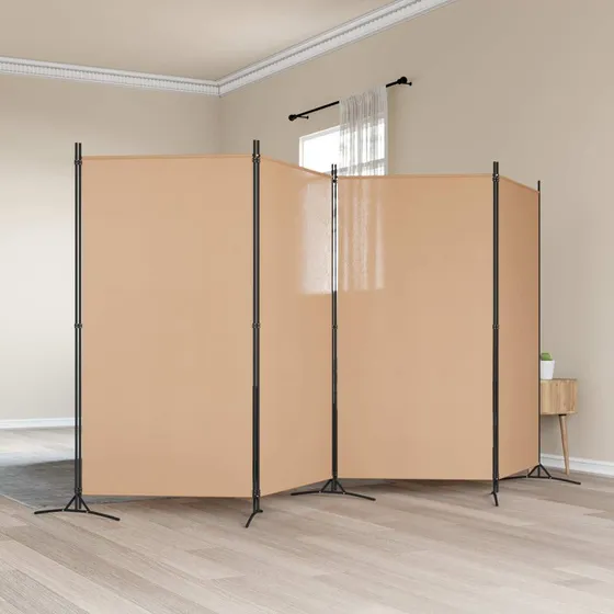 vidaXL 4-panel rumdeler Beige 346 x 180 cm Stof