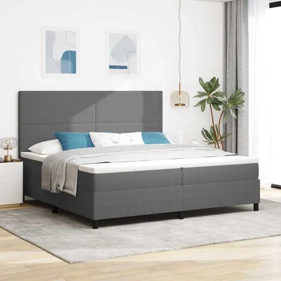 vidaXL Box Spring Seng Lys Grå/Hvid 200 x 200 cm Velourstof