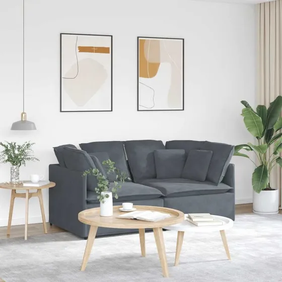 vidaXL modulsofa med hynder fløjl mørkegrå