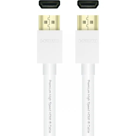 QNECT Premium HDMI 2m med Ethernet, 4K UHD 18Gbps, hvid