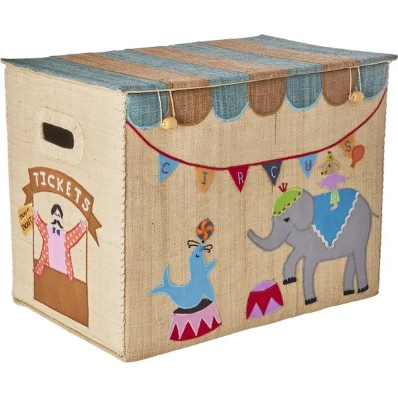 RICE Raffia-opbevaringsboks Cirkus - Stor