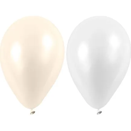 Perlemor Hvide Runde Balloner 23 cm, 10 stk.