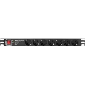 Lanberg PDU-PRO-07F-0200-BK 7-stik Strømfordelingsenhed 16A 2m Sort