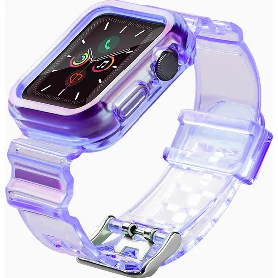 Hurtel Silicone Band Strap Bracelet Case Strap Light for Apple Watch 44mm - Lilla