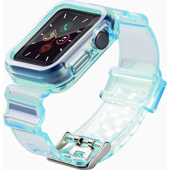 Hurtel Silicone Band Strap Bracelet Case Strap Light for Apple Watch 42mm - Blå