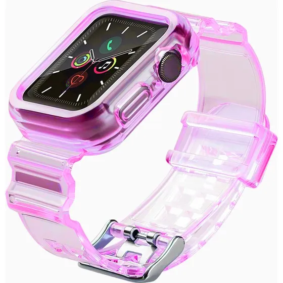Hurtel Silicone Band Strap Bracelet Case Strap Light for Apple Watch 42mm - Rød
