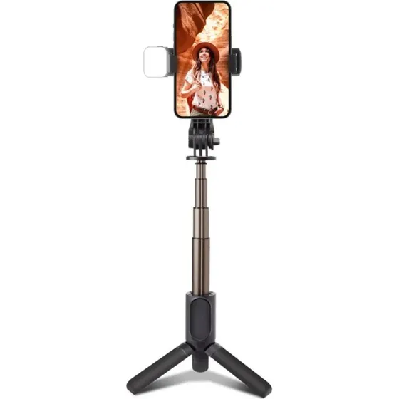 SBS Asta Selfie Stick med Tripod og LED-lys, Sort