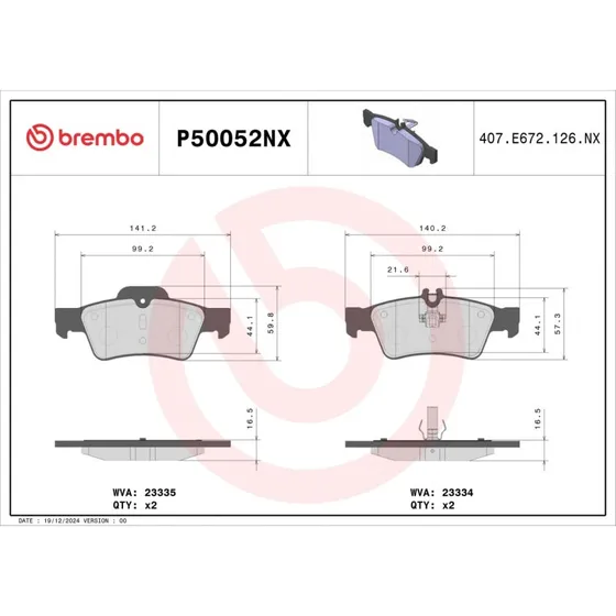 Brembo Bremseklodser P50052NX for Mercedes-Benz