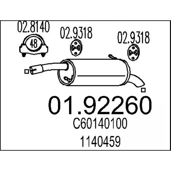 MTS Ende lyddæmper 01.92260 for Ford Fiesta V & Mazda 2