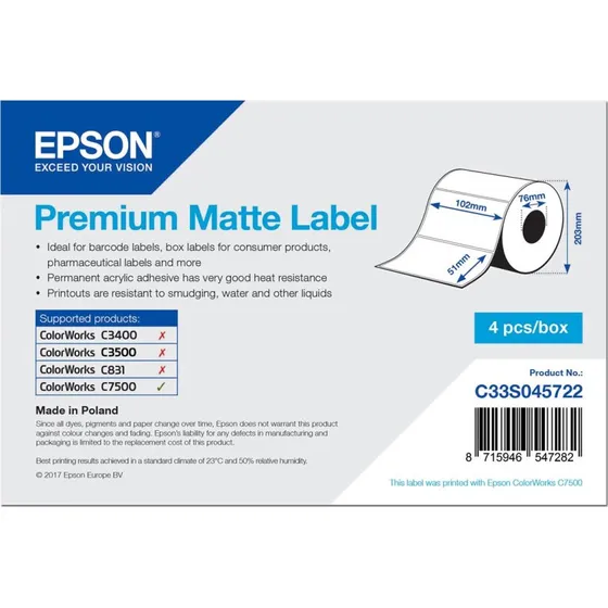 Epson Premium Mat Pressestempel Skæreetikette 102x51 mm, 9240 stk