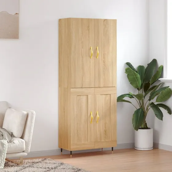 vidaXL Højskab 69,5x34x180 cm Konstrueret Træ Sonoma-Ege