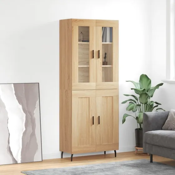 vidaXL Højskab 69,5x34x180 cm Konstrueret Træ Sonoma-Eg