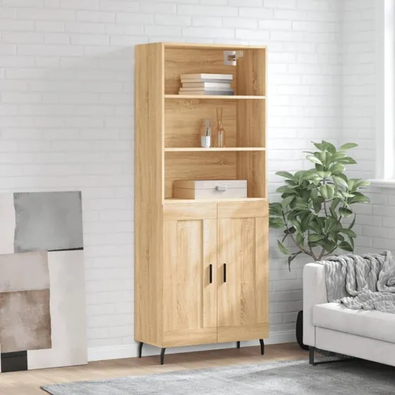 vidaXL Højskab 69,5x34x180 cm Konstrueret Træ Sonoma-Ege