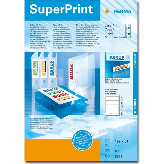 HERMA Special Uigennemsigtige Mappemærkater 192 x 61 mm, 40 stk