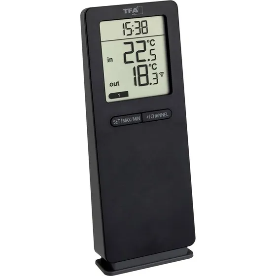 TFA Dostmann 30.3071.01 RC Trådløst Termometer Inde/Ude Sort