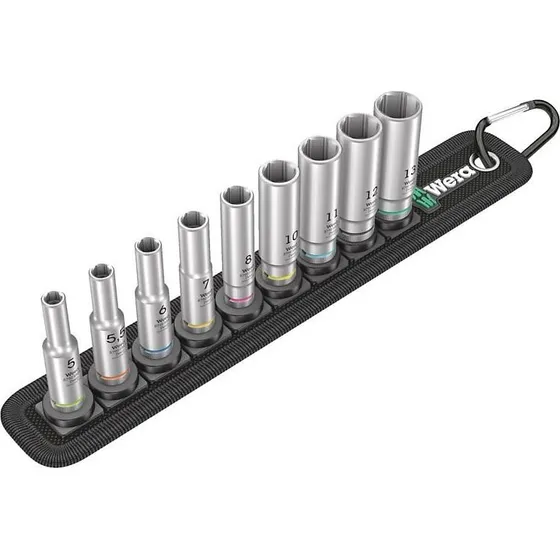 Wera Belt A Deep 1 1/4" Topnøglesæt, 9 dele (metrisk)