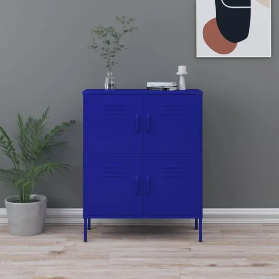 vidaXL Opbevaringsskab 80x35x101,5 cm Stål Marineblå