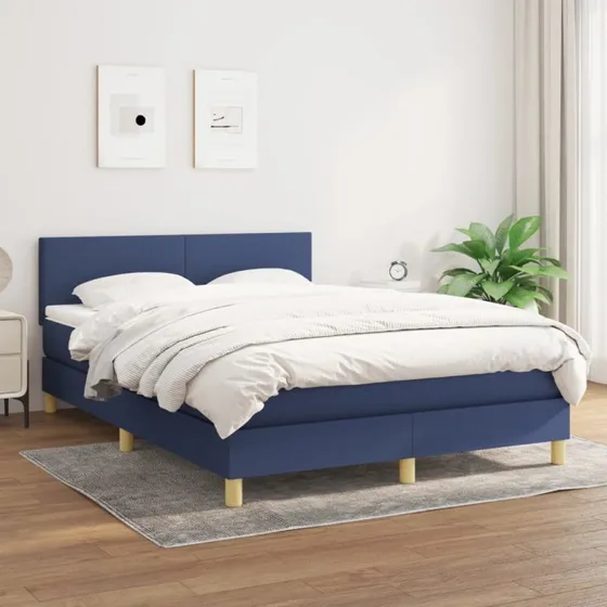 vidaXL Kontinentalseng med Madras 140x190 cm, Blå