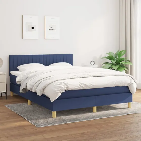 vidaXL Kontinentalseng med Madras 140x190 cm, Blå