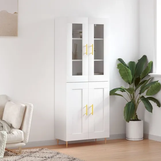 vidaXL Højskab 69,5x34x180 cm Konstrueret Træ Hvid