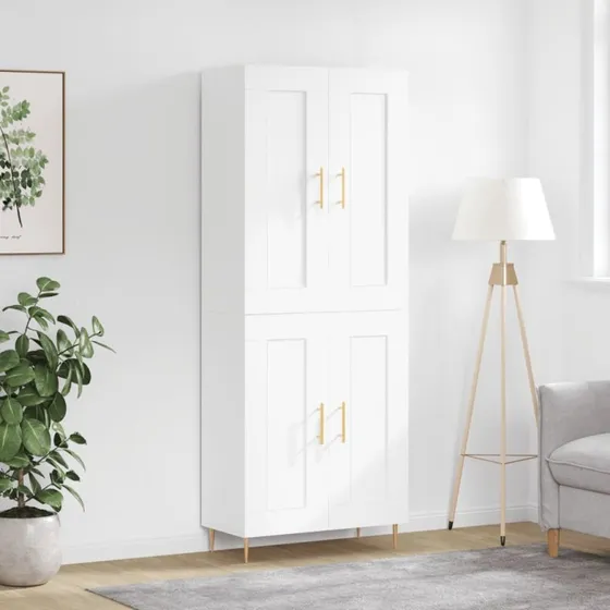 vidaXL Højskab 69,5x34x180 cm Konstrueret Træ Hvid