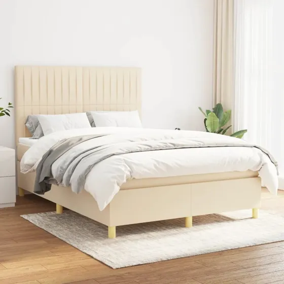 vidaXL Kontinentalseng med Madras 140x200 cm Creme