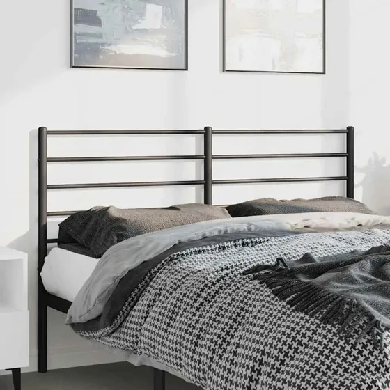 vidaXL Sengegavl 135 cm Metal Sort