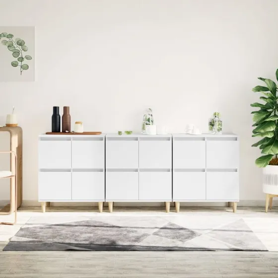 vidaXL Skænke 3 stk. 60x35x70 cm Konstrueret Træ Hvid