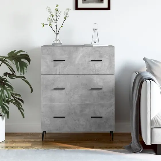 vidaXL Skænk 69,5x34x90 cm Konstrueret Træ Betongrå
