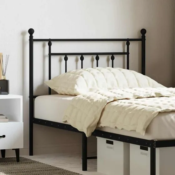 vidaXL Sengegavl 90 cm Metal Sort