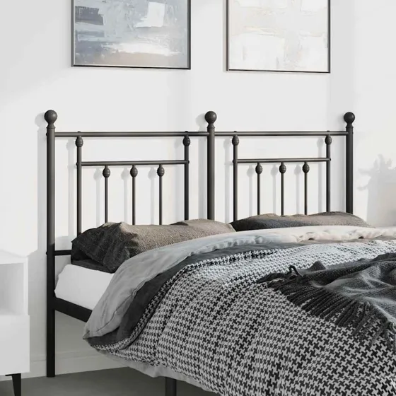 vidaXL Sengegavl 135 cm Metal Sort