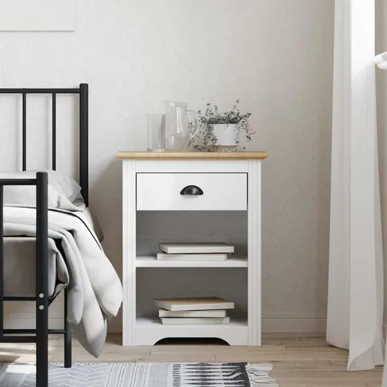 vidaXL BODO Sengebord 53x38,5x67 cm brun massivt fyrretræ