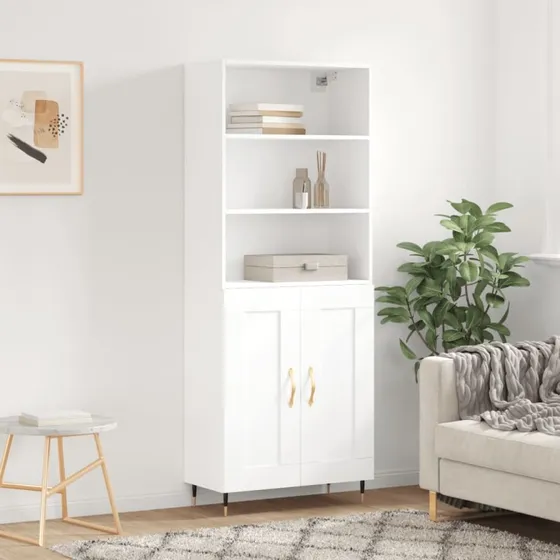 vidaXL Højskab 69,5x34x180 cm Konstrueret Træ Hvid