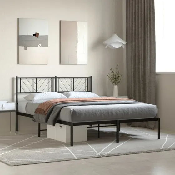 vidaXL Sengeramme 120x190 cm metal sort
