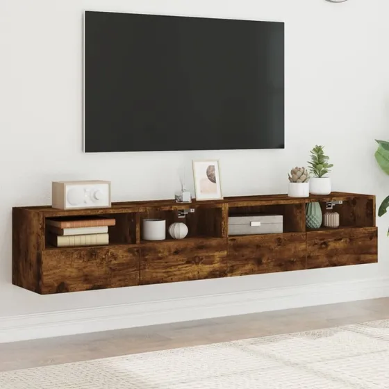 vidaXL Væg-TV-bord 2 stk. 80x30x30 cm røget eg