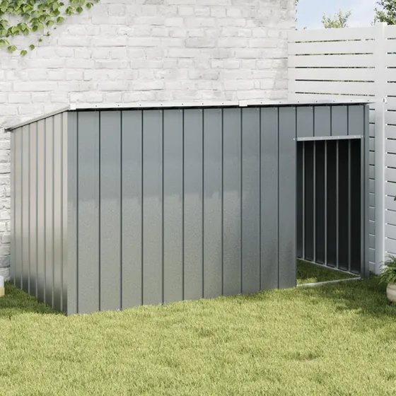 vidaXL Hundehus med tag 196x91x110 cm galvaniseret stål antracitgrå