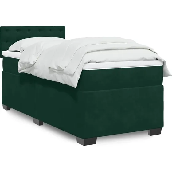 vidaXL Kontinentalseng 100x200 cm med Fløjl Madras Mørkegrøn