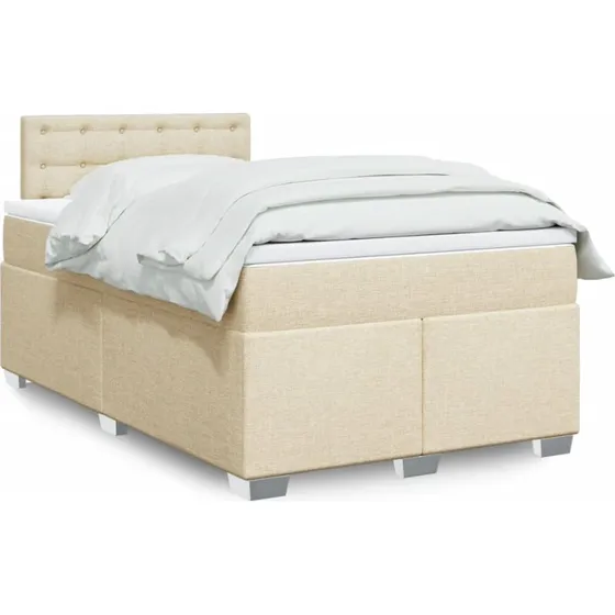 vidaXL Kontinentalseng 120x190 cm Creme med Pocketfjedermadras