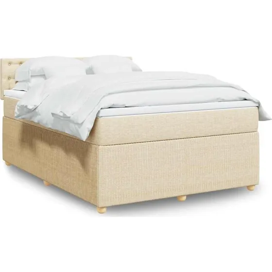 vidaXL Kontinentalseng 140x200 cm stof cremefarvet med pocketfjedermadras