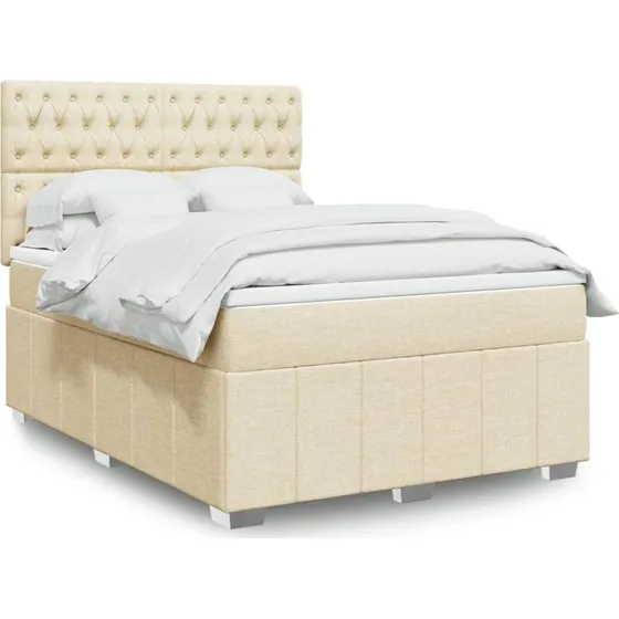 vidaXL Kontinentalseng 140x200 cm Creme med Pocketmadras