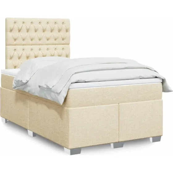 vidaXL Kontinentalseng 120x190 cm Creme med Pocketfjedermadras