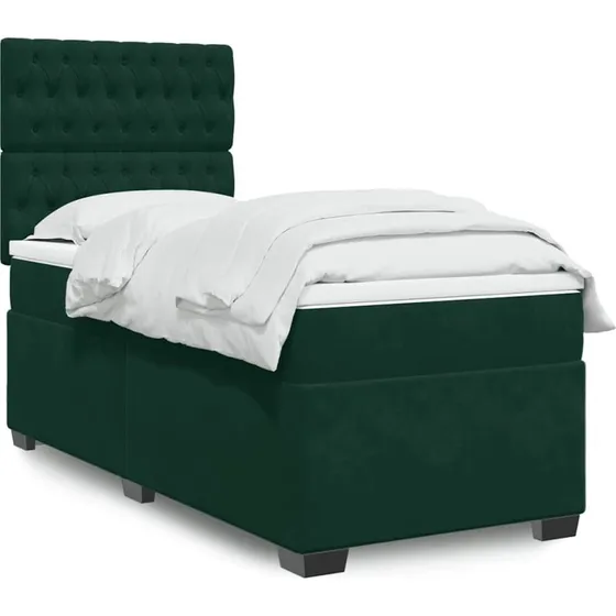 vidaXL Kontinentalseng 100x200 cm mørkegrøn fløjl med pocketfjedre