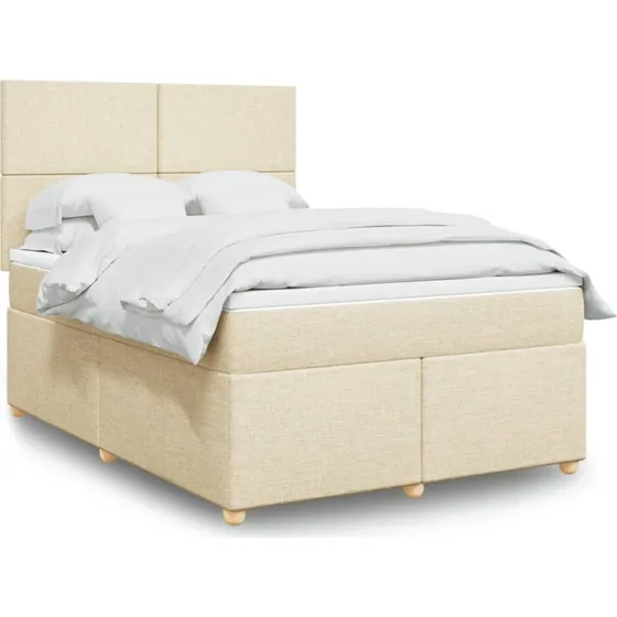 vidaXL Kontinentalseng 140x200 cm Creme med Pocketfjedermadras