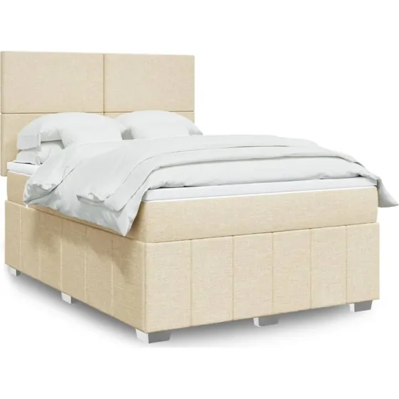 vidaXL Kontinentalseng 140x200 cm Creme med Pocketfjedermadras