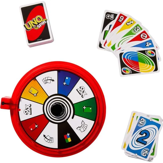 UNO Spin Kortspil med Roterende Bræt, 2-10 Spillere