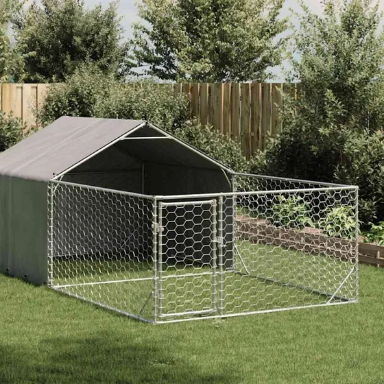 vidaXL Udendørs hundegård 7x2x1,5 m galvaniseret stål