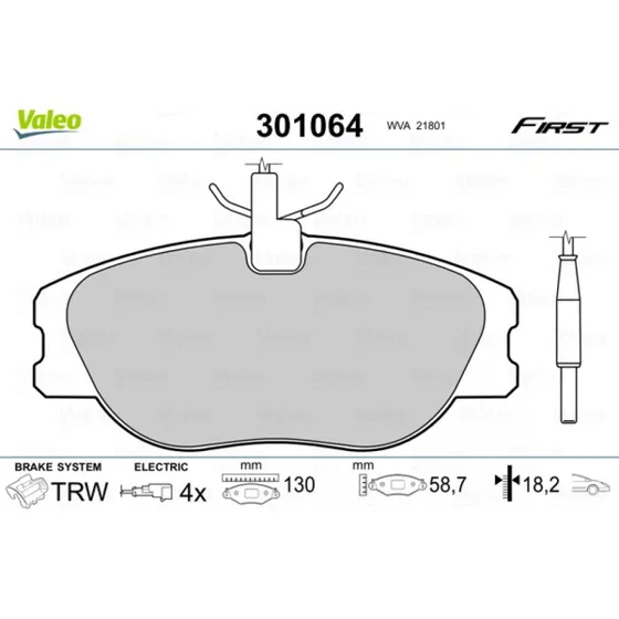VALEO Bremseklodser 301064, 4 stk, for FIAT, PEUGEOT, CITROËN